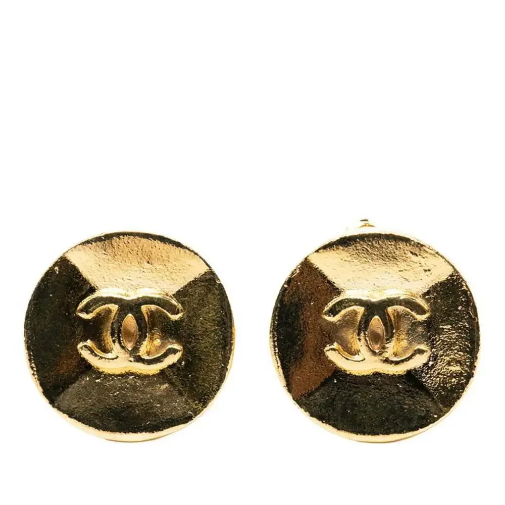 CHANEL Gold Logo Earrings